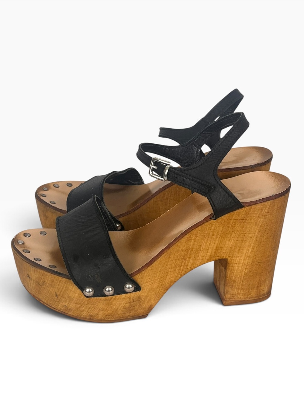 Steve Madden Lavii Platform Sandal Size 41 Chunky Wood Sole 70’s Retro Boho